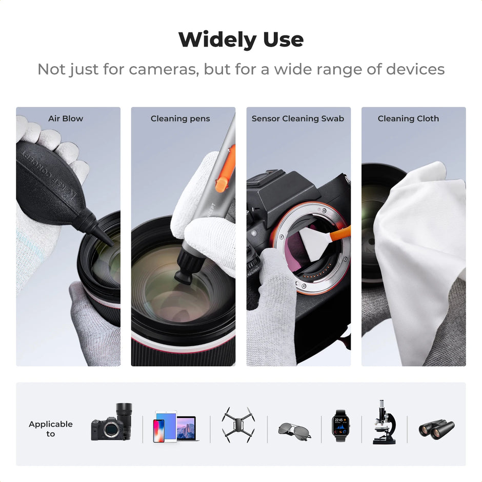 23 in 1 Camera Lens Cleaning Kit with Cleaning Swabs Lens Pen Sensor Cleaner Air Blower Cleaning Cloth Gloves Pouch