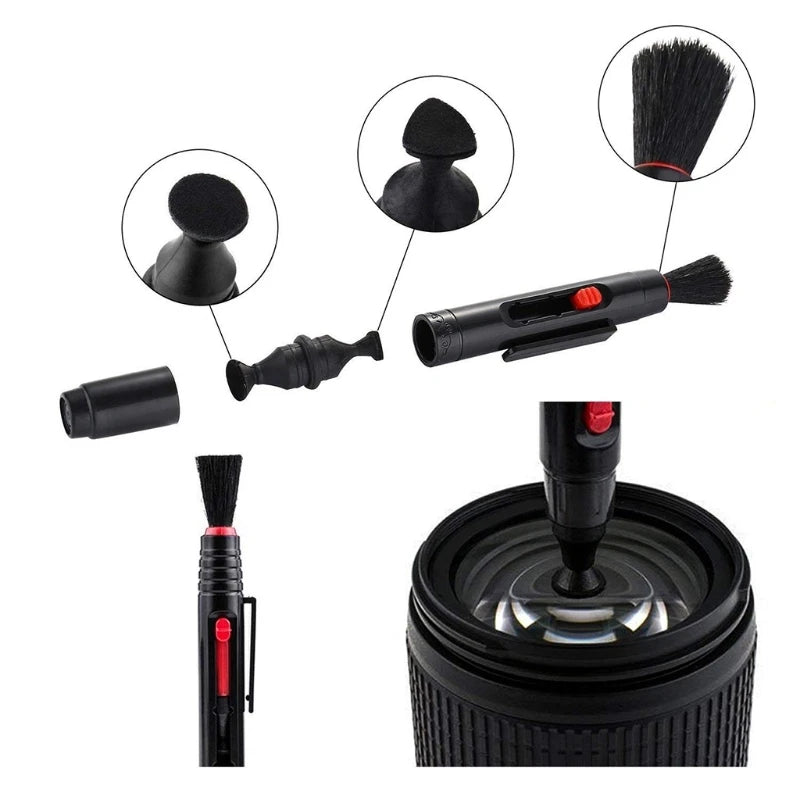 6-In-1 Camera Cleaning Kits Professional Air Blower DSLR Lens Cloth Pen Brush Cleaning Tool for CCD Sensor Lens Keyboards