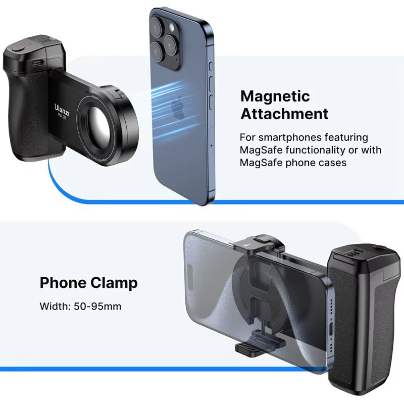 MA35 Magsafe Smartphone Camera Shutter Grip Bluetooth Selfie Handle as Camera Photo Stabilizer Vertical Horizontal Shoot - Visión Creativa