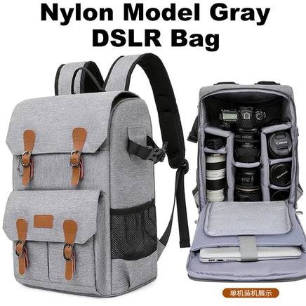 Canvas Backpack with USB Port - Fit 15.6Inch Laptop, Waterproof Men's Camera Bag for DSLR Drones - Visión Creativa