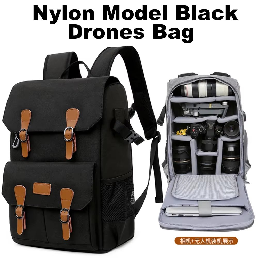 Canvas Backpack with USB Port - Fit 15.6Inch Laptop, Waterproof Men's Camera Bag for DSLR Drones - Visión Creativa