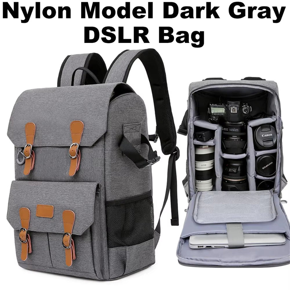Canvas Backpack with USB Port - Fit 15.6Inch Laptop, Waterproof Men's Camera Bag for DSLR Drones - Visión Creativa