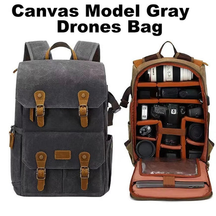 Canvas Backpack with USB Port - Fit 15.6Inch Laptop, Waterproof Men's Camera Bag for DSLR Drones - Visión Creativa