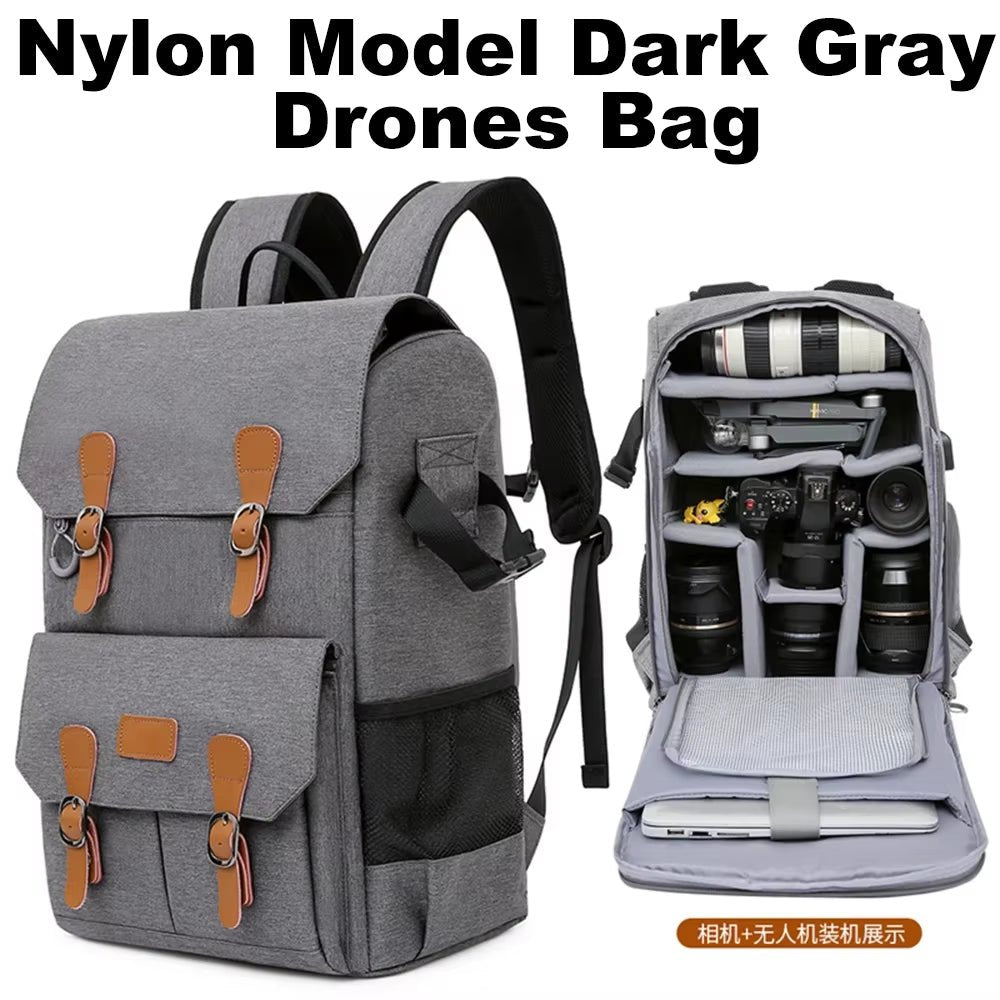 Canvas Backpack with USB Port - Fit 15.6Inch Laptop, Waterproof Men's Camera Bag for DSLR Drones - Visión Creativa