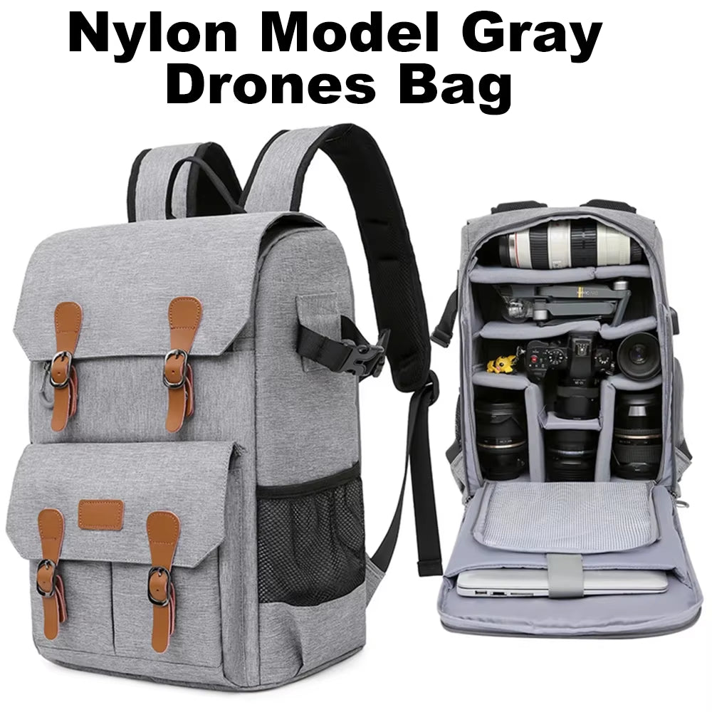 Canvas Backpack with USB Port - Fit 15.6Inch Laptop, Waterproof Men's Camera Bag for DSLR Drones - Visión Creativa