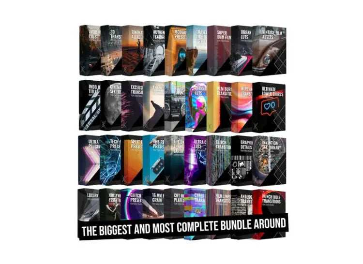 Platinum Bundle — más de 30 packs de LUTs, transiciones, SFX, motion graphics y plugins