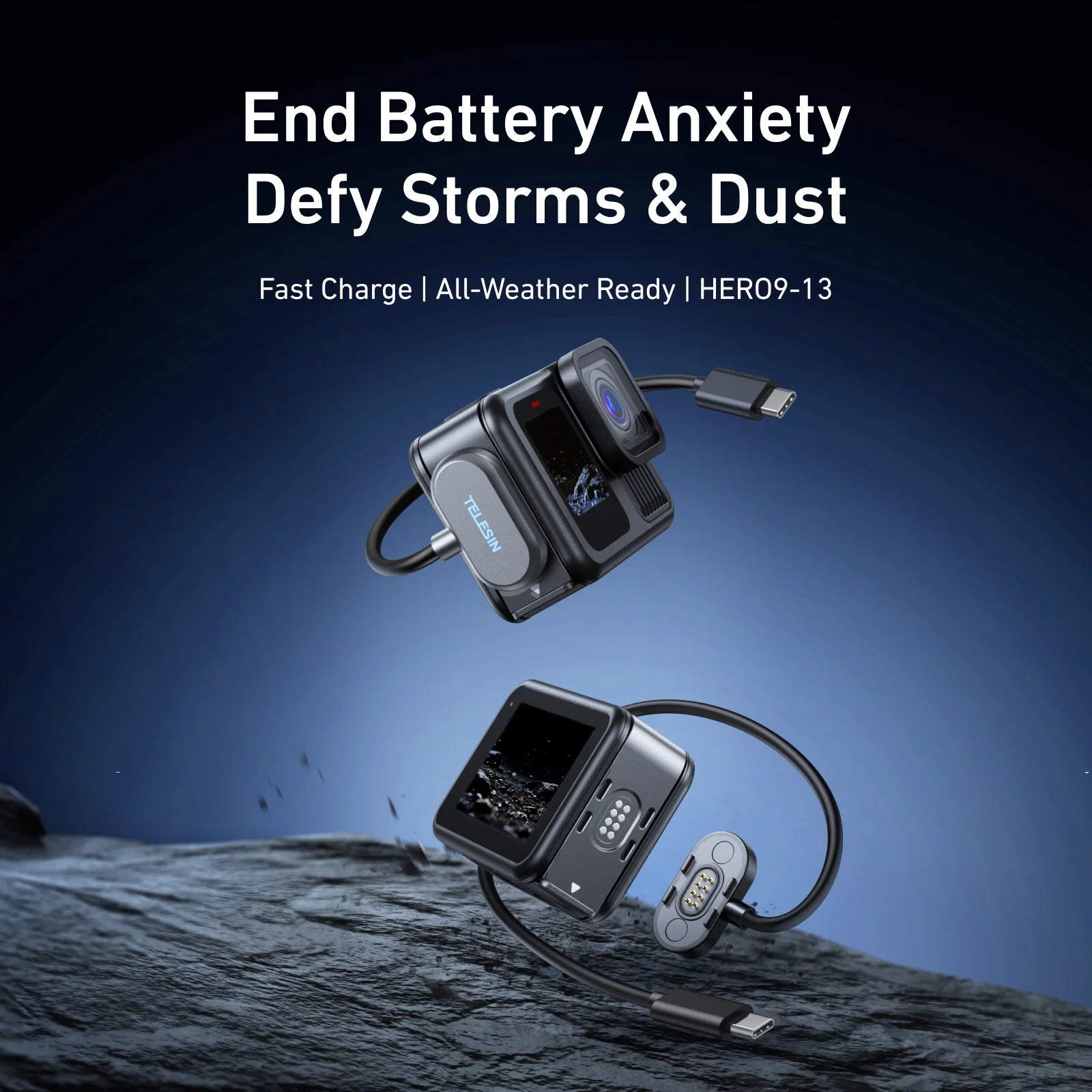 TELESIN Magnetic Waterproof Charging Cable Kit for Hero 9-13 - Visión Creativa
