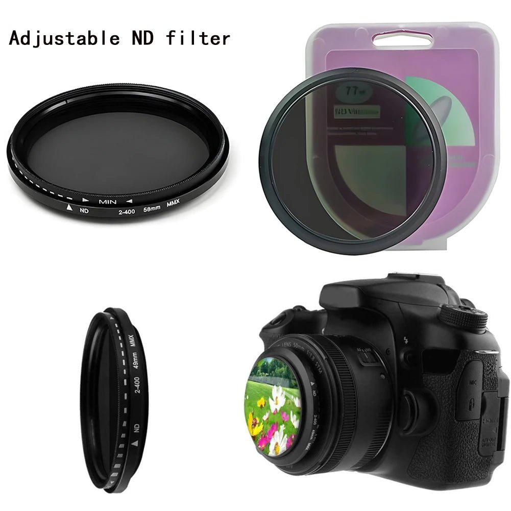 Variable ND Filter for Camera Adjustable Neutral Density Lens Filter (ND2-ND400) - 37 40.5 43 46 49 52 55 58 62 67 72 77 82 Mm - Visión Creativa