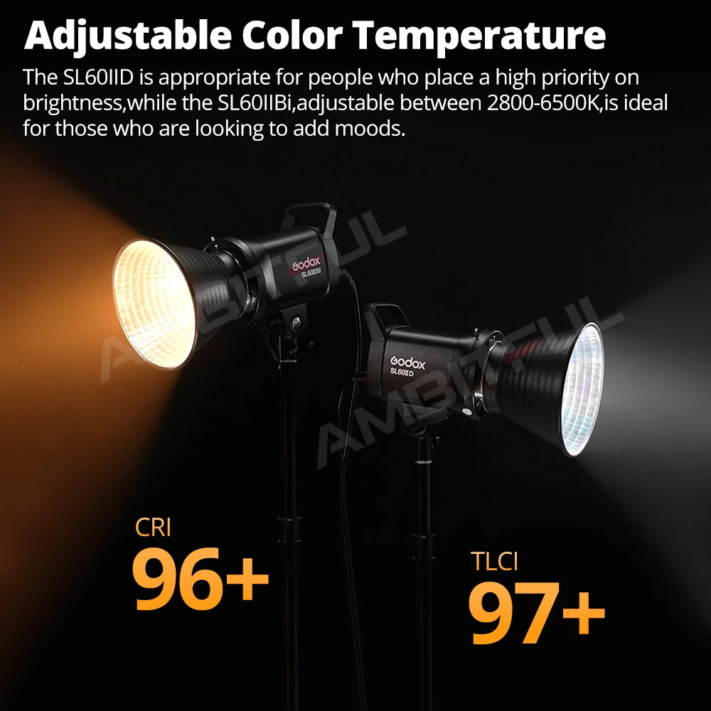 Sl60Iibi SL60IID COB LED Video Light 2.4G Wireless/Bluetooth Control Continuous Light Bowens Mount for Video Recording