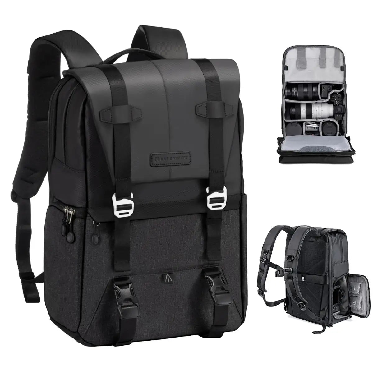 20L Camera Backpack Large Capacity Lightweight Outdoor Travel Photography Bags with Rain Cover for 15.6 Inch Laptop - Visión Creativa 