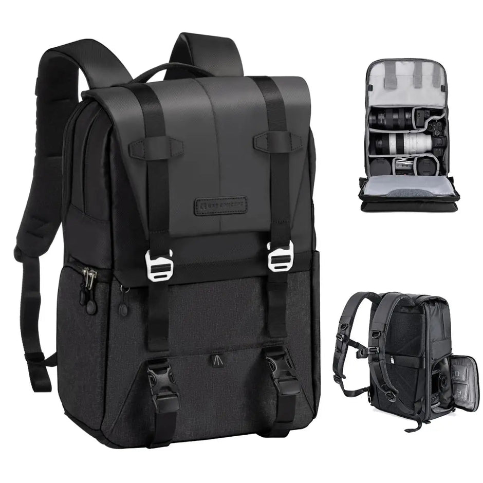 20L Camera Backpack Large Capacity Lightweight Outdoor Travel Photography Bags with Rain Cover for 15.6 Inch Laptop - Visión Creativa 