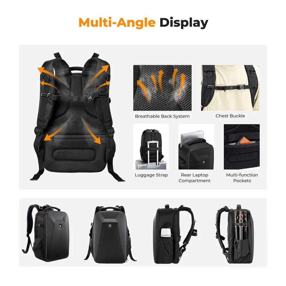 22L Camera Bag Large Capacity Travel Photography Backpack Waterproof Men'S Backpack Bag DSLR/SLR Camera Rain Cover - Visión Creativa
