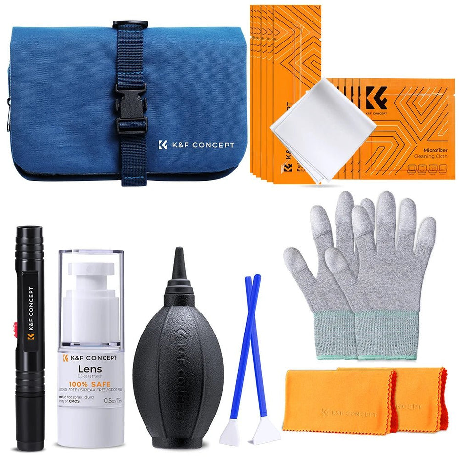 23 in 1 Camera Cleaning Suit Kit with Blue Waterproof Bag for APS - C Frame DSLR /Full Frame SLR Camera Lens - Visión Creativa