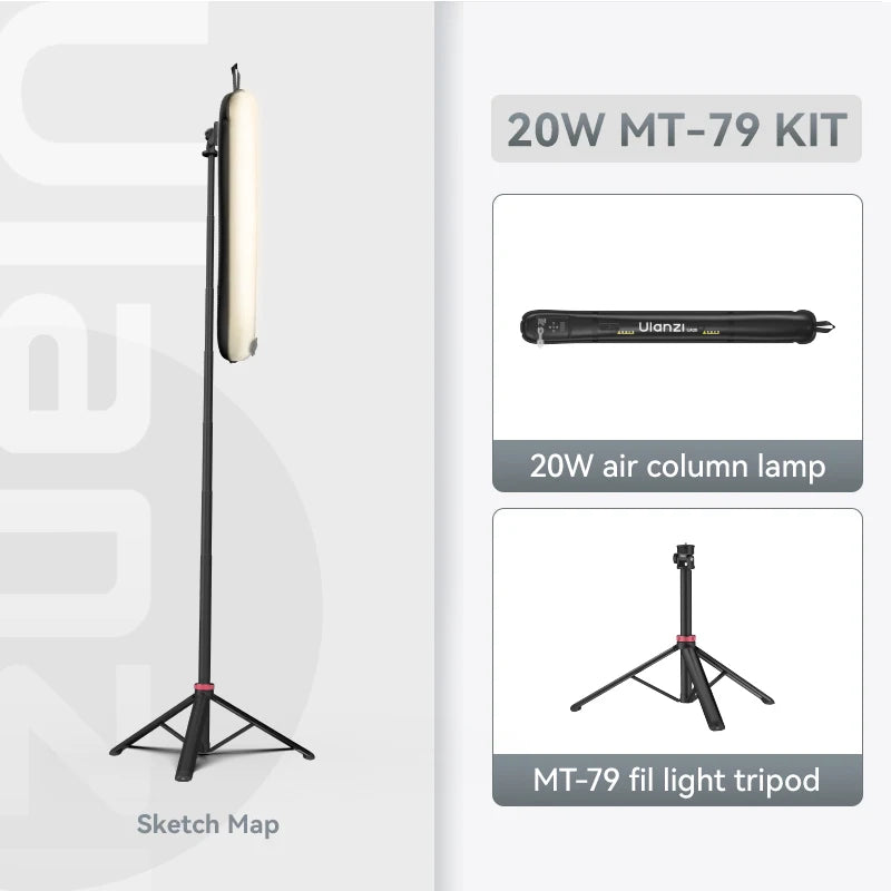 UA20 20W Bi-Color Inflatable Tube Light Wand Stick Foldable LED Video Light for Broadcasters Photography Live Streaming