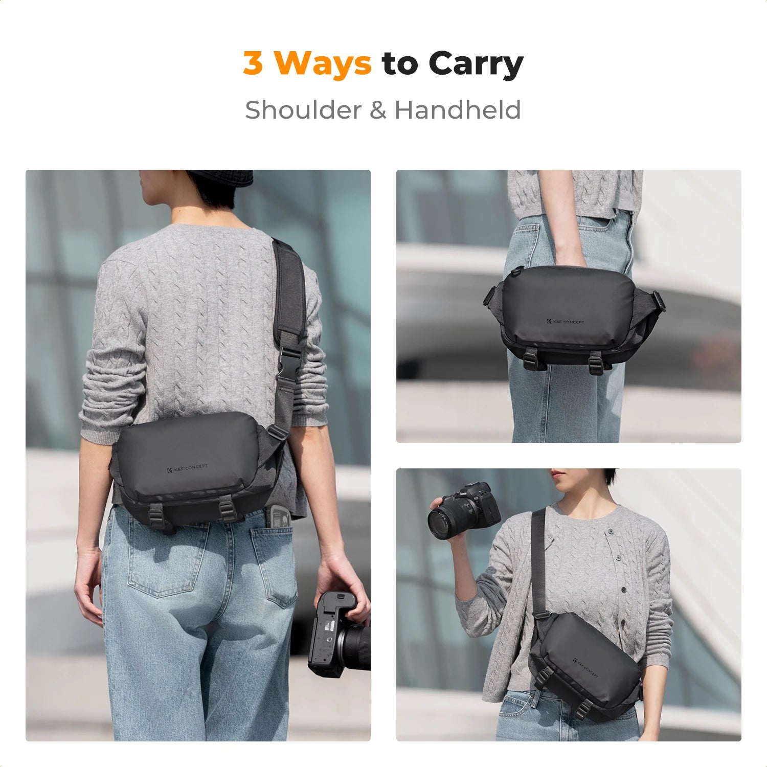 4L Camera Sling Bag Lightweight Travel Photography Shoulder Bag for Canon Sony DSLR SLR Camera Case Tripod Holder - Visión Creativa