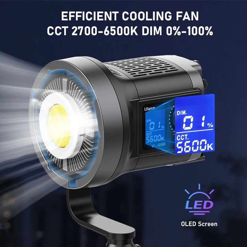 Vl-120Bi VL-120C 120W V-Mount COB Video Light Wireless APP Control 2700K-6500K CRI＞95 for Video Photography Studio
