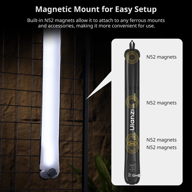 UA20 20W Inflatable Air Tube Light 2700K-6500K Bi-Color Light Wand Pocket Light Stick W Magnetic Mount for Livestreaming