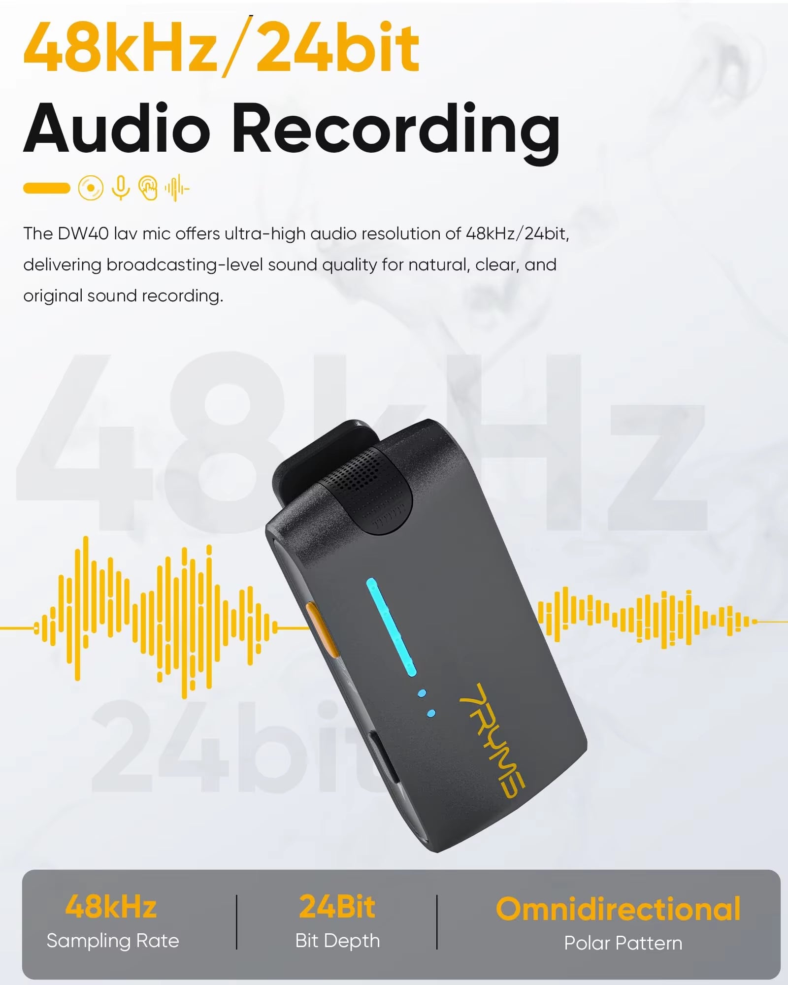 7Ryms Iray DW40 Wireless Lavalier Microphone with 4 Transmitters,48Khz/24Bit Recording,Ai Denoise for Camera,Smartphone and PC - Visión Creativa