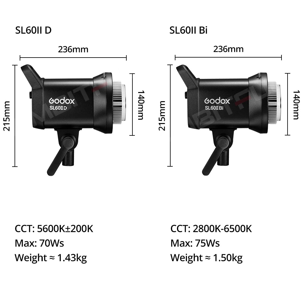 Sl60Iibi SL60IID COB LED Video Light 2.4G Wireless/Bluetooth Control Continuous Light Bowens Mount for Video Recording