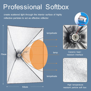 Kit de Iluminación Softbox con Trípode y Casquillo E27 – Luz Continua para Estudio de Foto y Vídeo – vista 2