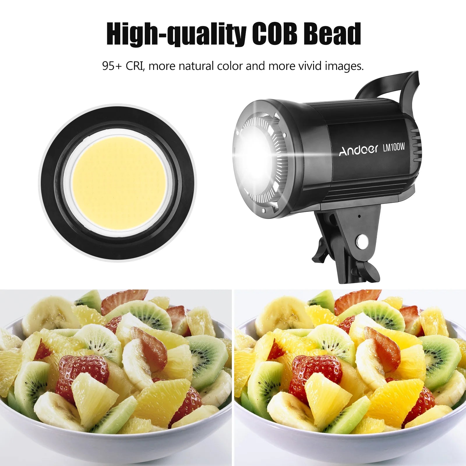 100W Studio LED Video Light 5600K Dimmable Bowens Mount Continuous Light with Remote Control for Video Live Streaming