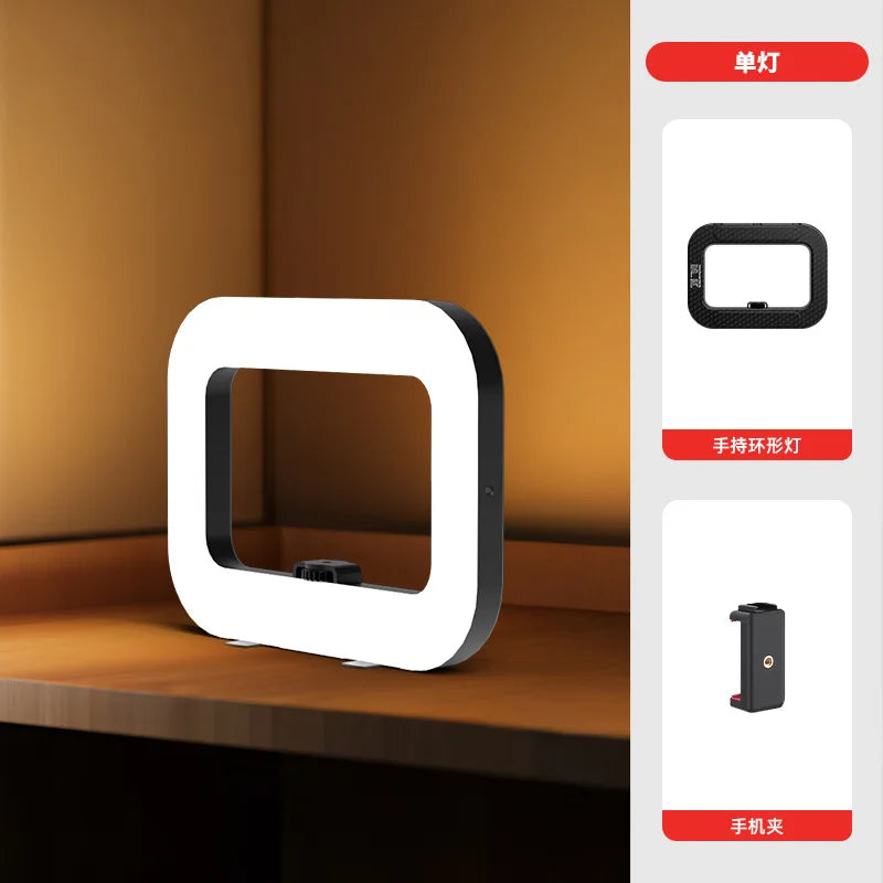 New Handheld Ring LED Rechargeable Fill Light Portable Mobile Phone Live Broadcast Photography 