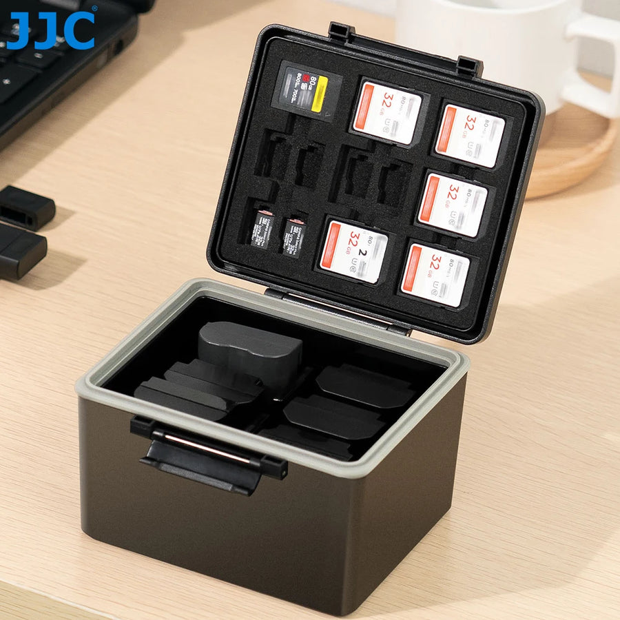 Estuche organizador JJC para tarjetas SD, microSD, CFexpress Type-A/B y baterías