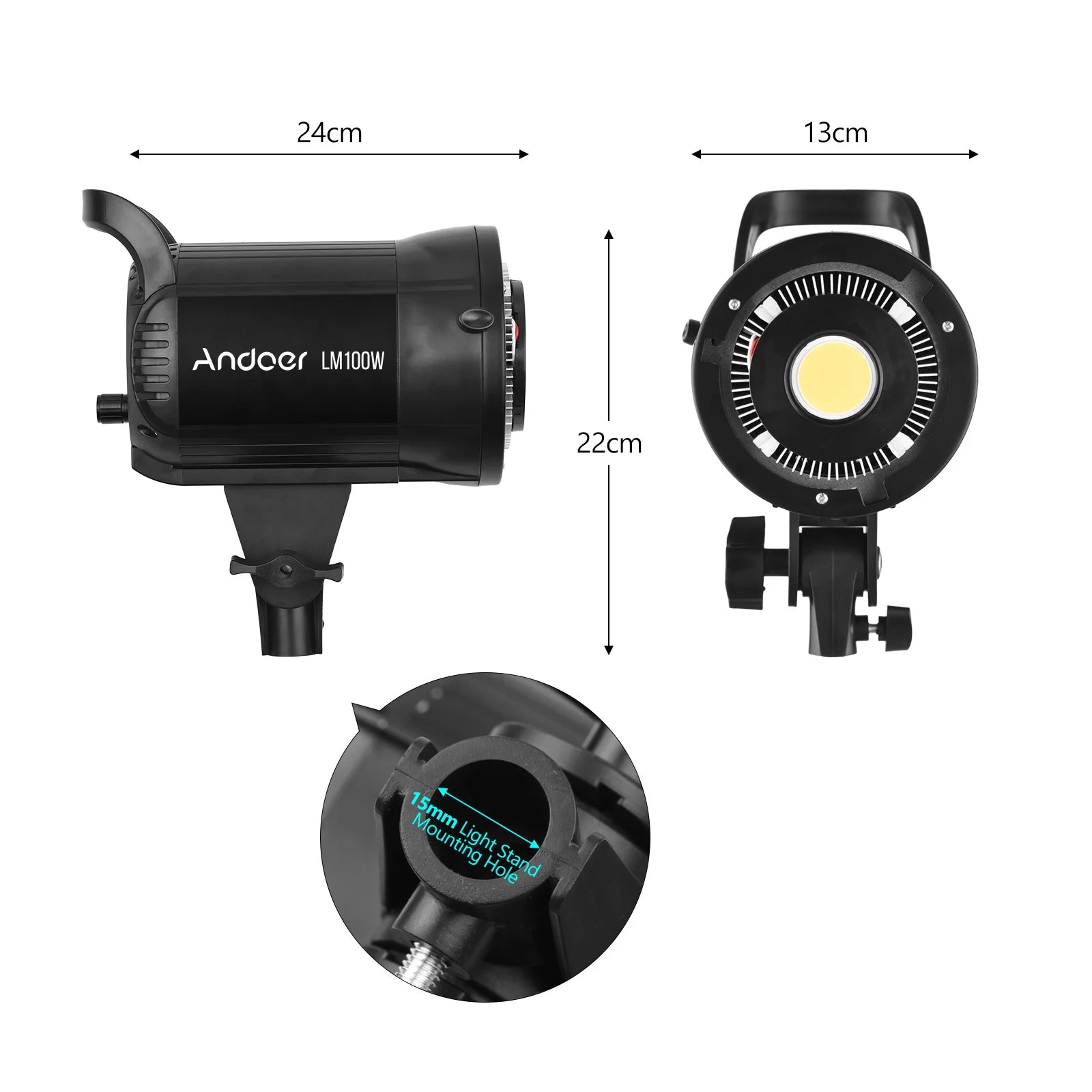 100W Studio LED Video Light 5600K Dimmable Bowens Mount Continuous Light with Remote Control for Video Live Streaming