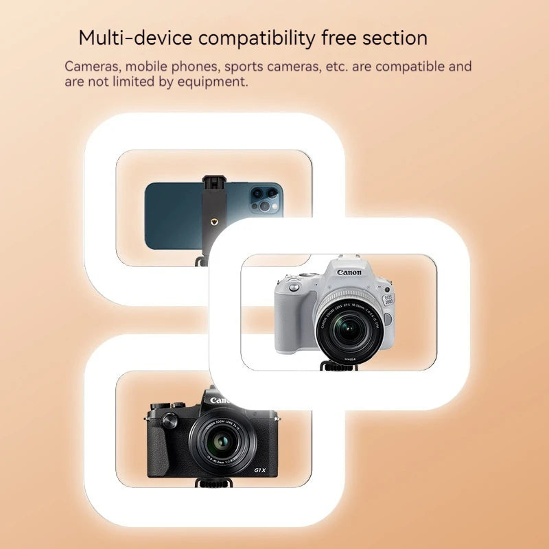 New Handheld Ring LED Rechargeable Fill Light Portable Mobile Phone Live Broadcast Photography 