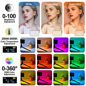 Panel LED RGB para Vídeo CRI95+ 2500-9000K con Pantalla LCD y Zapata Fría – Luz para Vlog y Streaming – vista 5