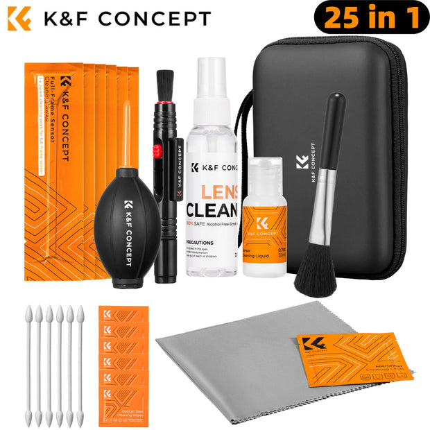 25 in 1 Camera Cleaning Kit with Camera Blower Wipes Cloth Swabs Cleaner Liquid Cleaning Pen for Camera Lens Phone
