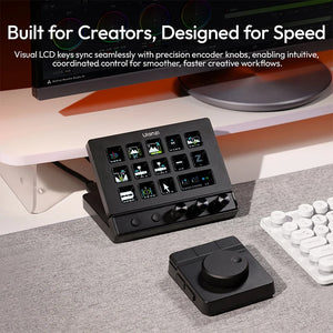 Ulanzi D200X Creative Deck – Hub de Control 8 en 1 para Edición, Color y Streaming (14 Teclas LCD + 3 Mandos) – vista 3