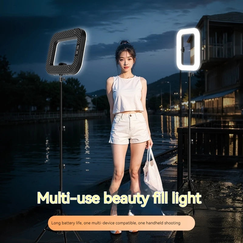 New Handheld Ring LED Rechargeable Fill Light Portable Mobile Phone Live Broadcast Photography 