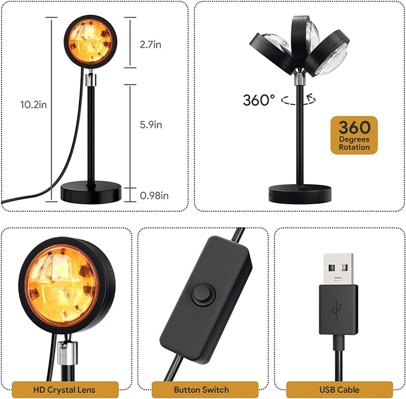 16 Colors RGB USB Sunset Light Mobile Phone Self Photography Light LED 