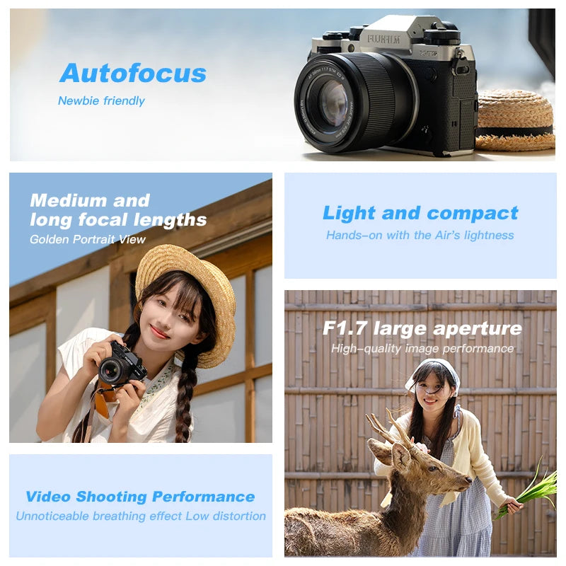 AF 56Mm F1.7 Fuji X Mount Nikon Z Mount Lens APS-C Lens Lightweight Large Aperture for X-T5 X-T4 X-T30 II X-S10 X-T200