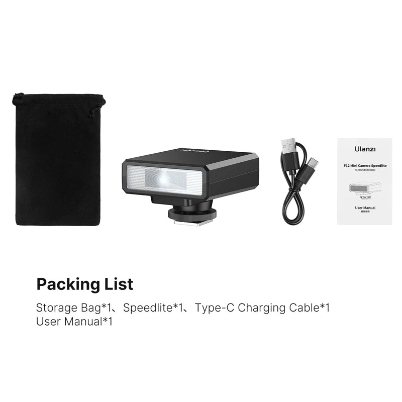 Ulanzi F12 Mini Camera Flash Speedlite - Compact and Powerful Lighting Solution for DSLR Cameras Black F12 (193) flash
