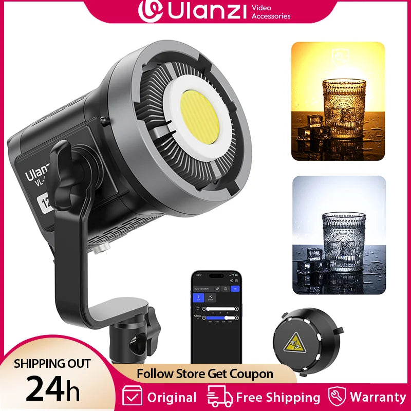 Vl-120Bi VL-120C 120W V-Mount COB Video Light Wireless APP Control 2700K-6500K CRI＞95 for Video Photography Studio