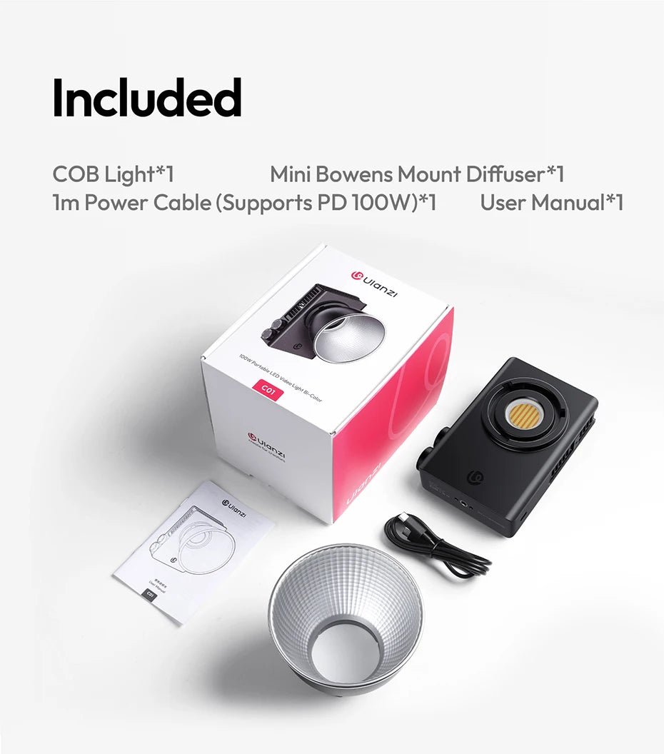 Ulanzi C01 100W Portable - Bi-Color Fill Light for Live Vlog Shooting C01 lights