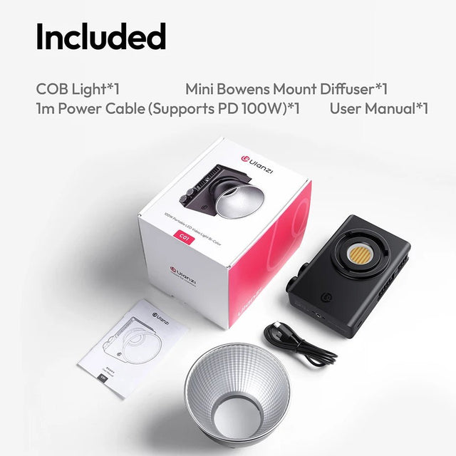 Ulanzi C01 100W Portable - Bi-Color Fill Light for Live Vlog Shooting - Visión Creativa 