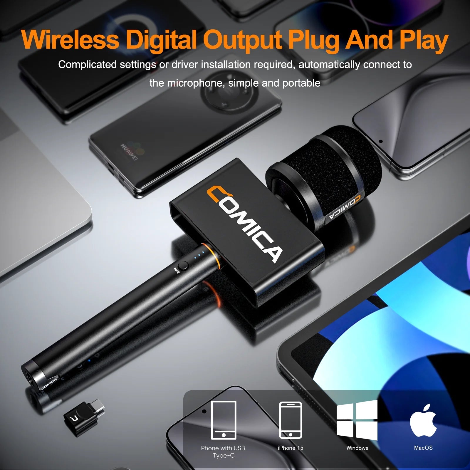 Comica Revo S Wireless Reporter Microphone for Smartphone Windows for Podcasting, Report, Interview, Video Recording, Live Strea - Visión Creativa