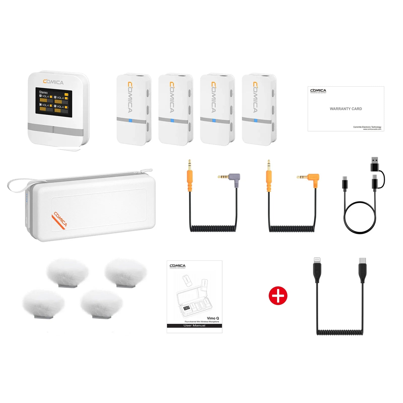 Comica Vimo Q Four Channel 2.4G Mini Wireless Microphone with Charging Box for Camera Smartphone PC Live Streaming Interviews - Visión Creativa