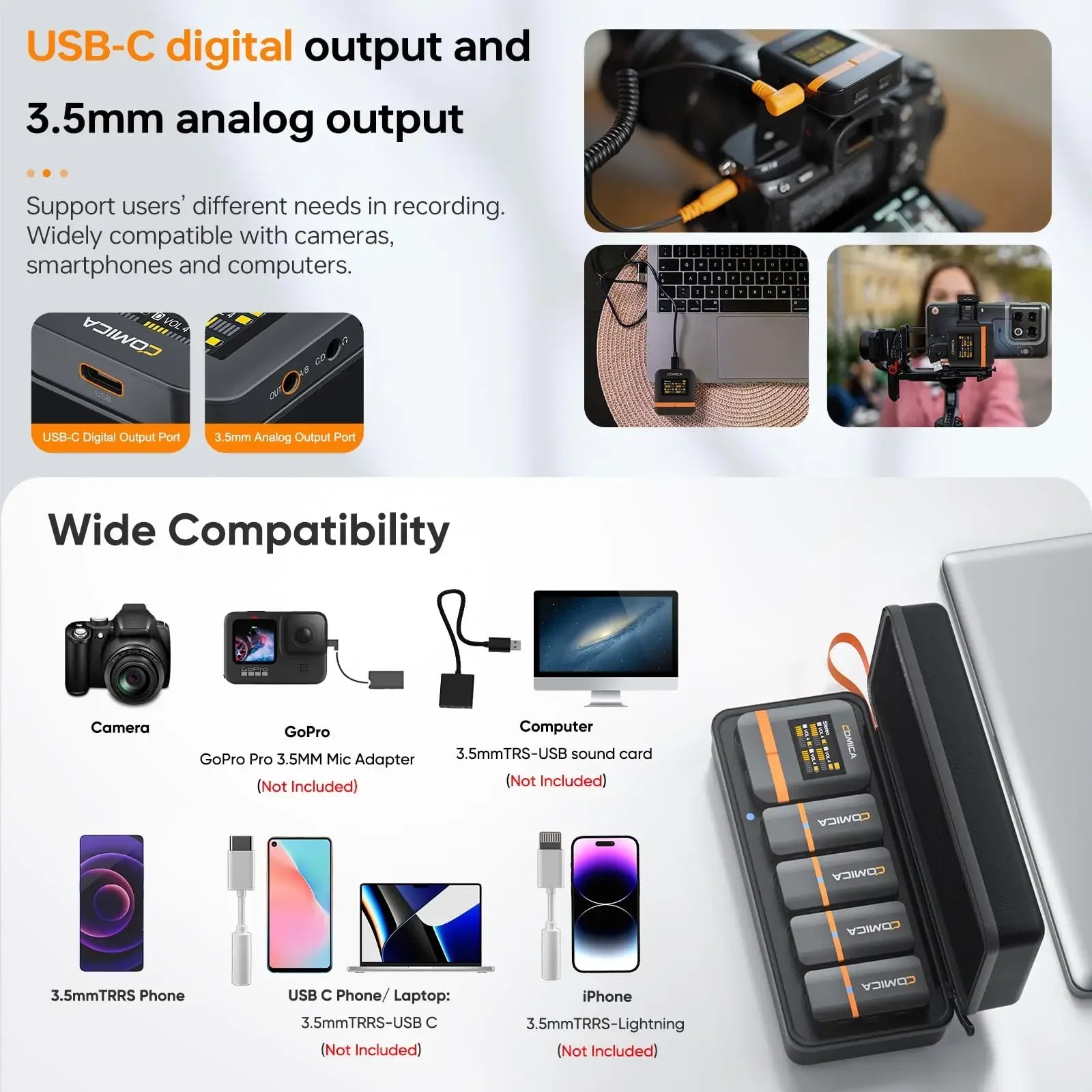 Comica Vimo Q Four Channel 2.4G Mini Wireless Microphone with Charging Box for Camera Smartphone PC Live Streaming Interviews - Visión Creativa