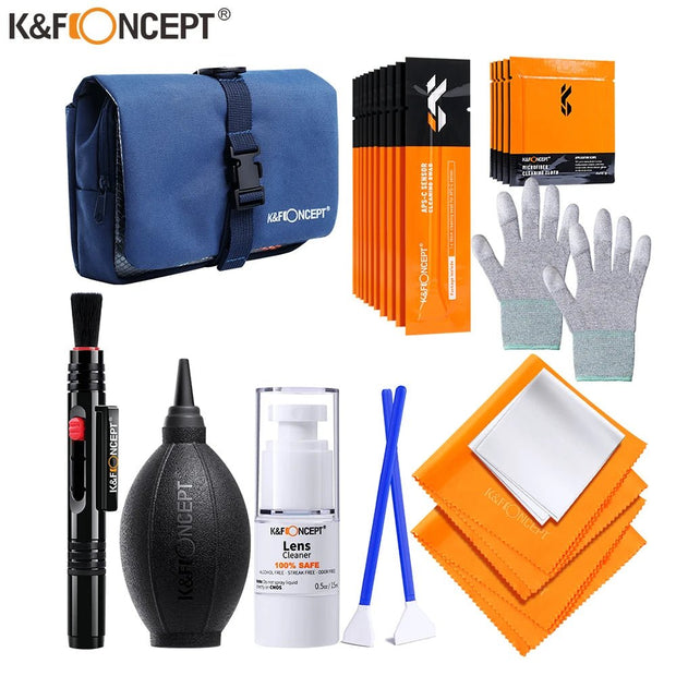 Complete Cleaning Suit Kit for SLR Cameras and Optical Lens Digital DSLR Cameras with Blue Waterproof Bag - Visión Creativa 