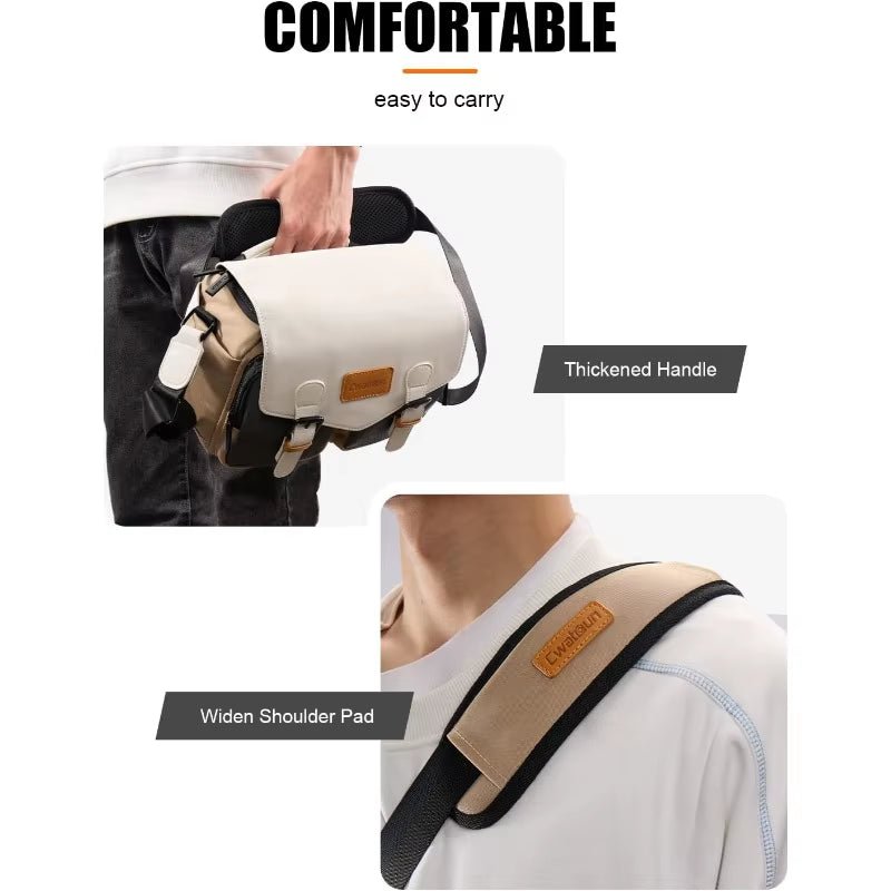 Cwatcun Camera Shoulder Bag Compact Camera Box, Small Waterproof Camera Messenger Bag,Tripod Stand Canon, Nikon, SONY, Fujifilm - Visión Creativa