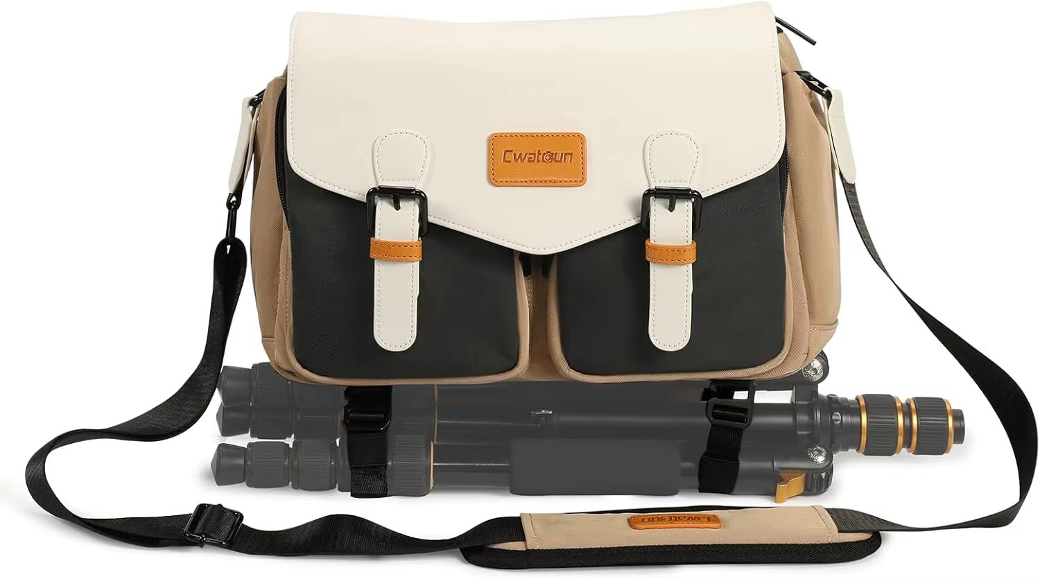 Cwatcun Camera Shoulder Bag Compact Camera Box, Small Waterproof Camera Messenger Bag,Tripod Stand Canon, Nikon, SONY, Fujifilm - Visión Creativa