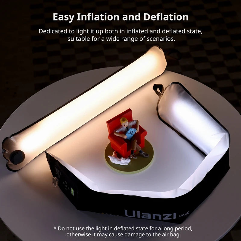 UA20 20W Inflatable Air Tube Light 2700K-6500K Bi-Color Light Wand Pocket Light Stick W Magnetic Mount for Livestreaming