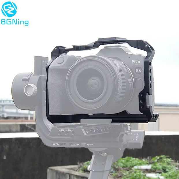 For Canon EOS R8 Camera Cage Rig Kit Top Handle Grip Cold Shoe Mount ARRI 3/8" 1/4" Screw Hole Housing SLR Video Protective Case - Visión Creativa 