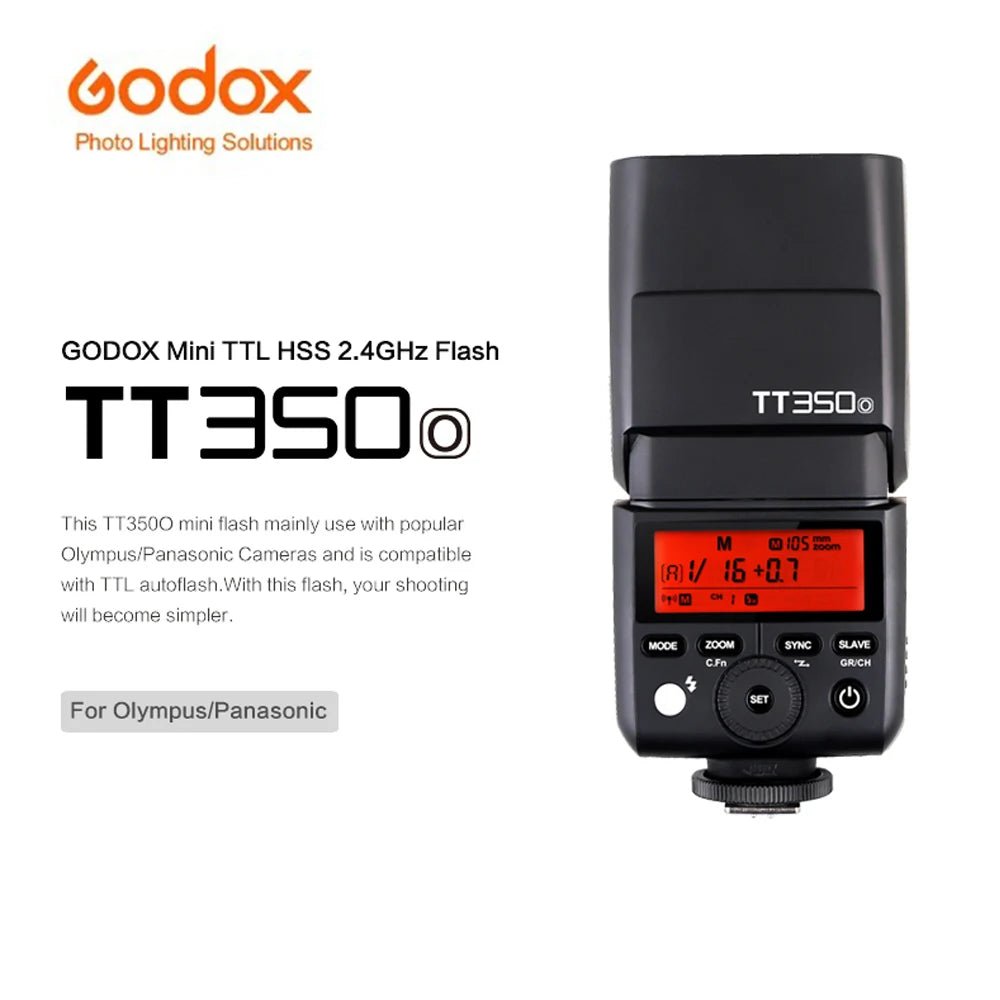 Godox Tt350S TTL Camera Flash 1/8000S High - Speed 2.4G HSS Wireless Speedlite Flash for Sony Nikon Canon for Olympus Fuji - Visión Creativa