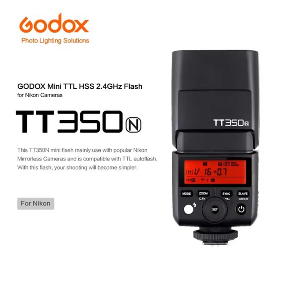 Godox Tt350S TTL Camera Flash 1/8000S High - Speed 2.4G HSS Wireless Speedlite Flash for Sony Nikon Canon for Olympus Fuji - Visión Creativa