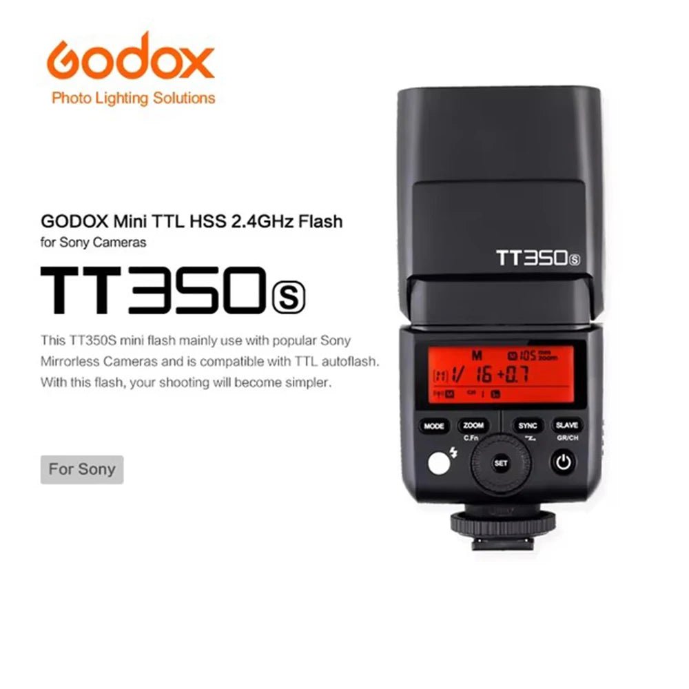 Godox Tt350S TTL Camera Flash 1/8000S High - Speed 2.4G HSS Wireless Speedlite Flash for Sony Nikon Canon for Olympus Fuji - Visión Creativa